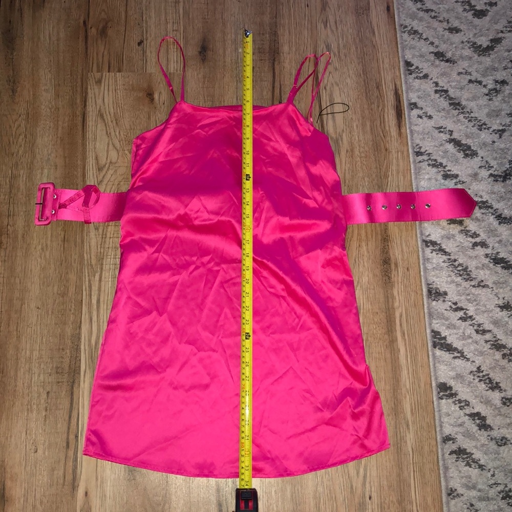 NEW!! Zara Satin Effect Fuchsia Dress Size S - Picture 11 of 12